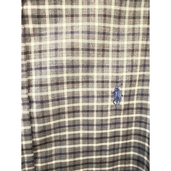 Polo Ralph Lauren Mens Plaid Long-Sleeve Button-Down Shirt Gray/Blue Cotton Size - Picture 3 of 7